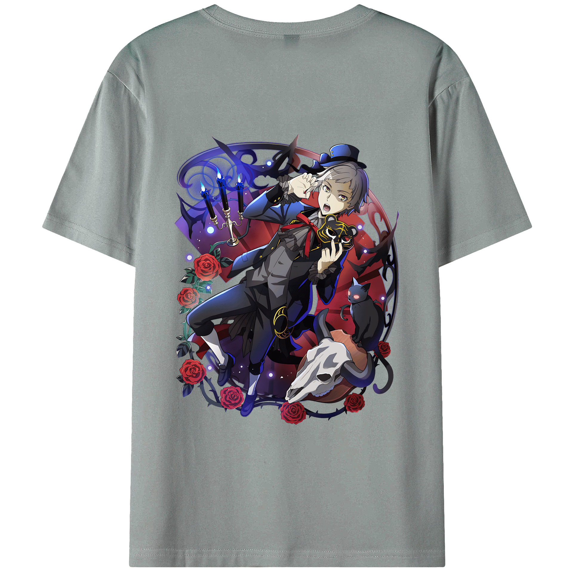 （画像用） 文豪ストレイドッグス Bungo Stray Dogs 綿100％ メンズ半袖Tシャツ（バックプリント） 通気性